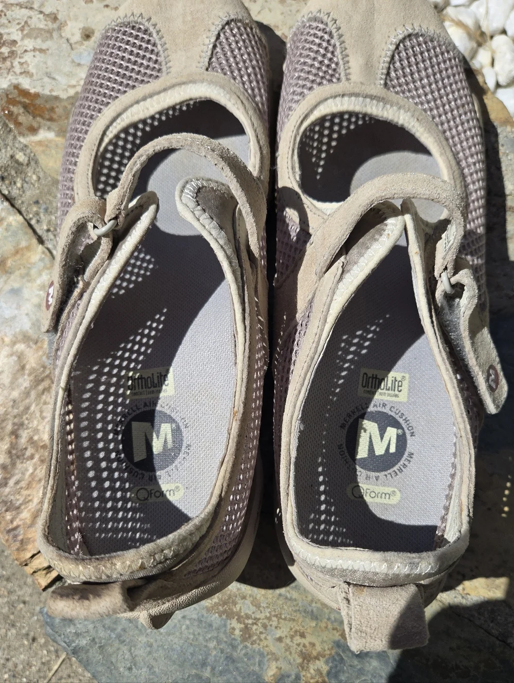 Merrell Taupe Mesh Mary Jane Sandals Size 8 Ortholite Comfort Hiking Walking - Picture 2 of 4
